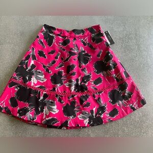 CIMNYC Isaac Mizrahi Raspberry Brush Floral Skirt